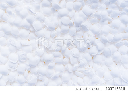 Close up salt pellets for water softener. Concept of soft water for easy life in house. Selective focus. Copy space. 103717816