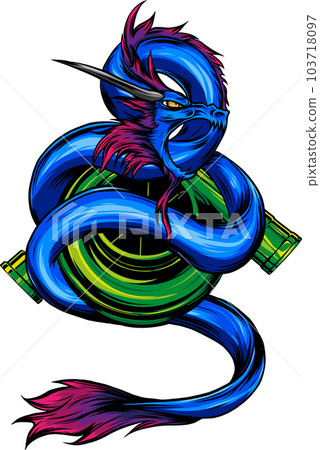 draw of colored dragon vector illustration design draw of colored dragon vector illustration design 103718097