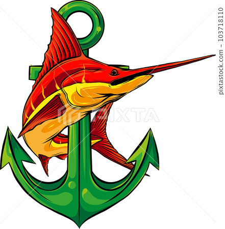 colored atlantic swordfish marlin vector illustration design 103718110