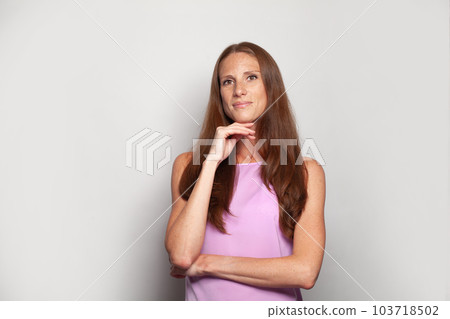 Beautiful confident successful woman on white background 103718502