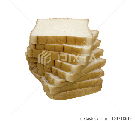 sliced bread arranged vertically isolated on white background sliced bread arranged vertically isolated on white background 103718612