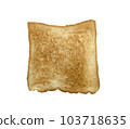 Slice of toast isolated on white background, close-up of toast, top view. 103718635