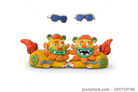 Shisa戴墨鏡抵禦紫外線粘土藝術 103719740