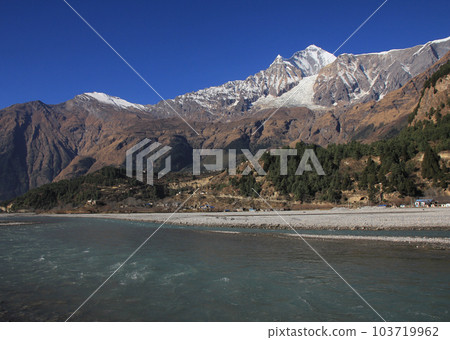 Kali Gandaki River and Mount Dhaulagiri, Nepal. 103719962