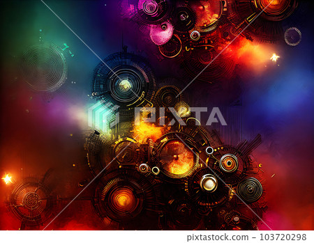 Futuristic hightec steampunk board in 3D. 103720298