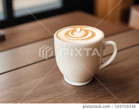 Cozy realistic coffee with warm lighting. 103720336