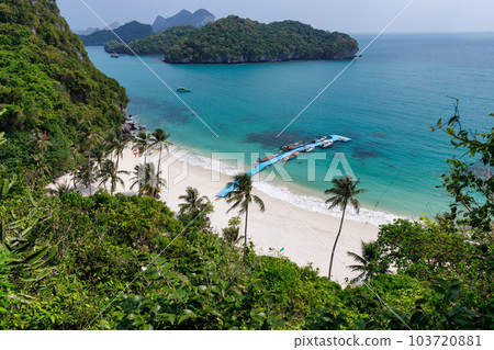 tropical paradise,Bird eye view of Angthong national marine park, koh Samui, Suratthani, Thailand. 103720881