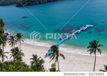 tropical paradise,Bird eye view of Angthong national marine park, koh Samui, Suratthani, Thailand. 103720882