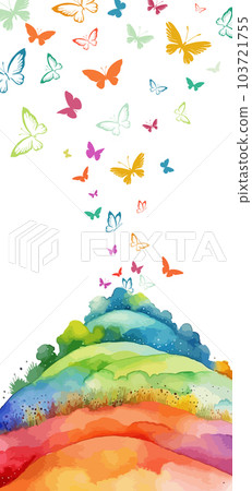 colored butterflies on a colored meadow. Vector illustration colored butterflies on a colored meadow. Vector illustration 103721755