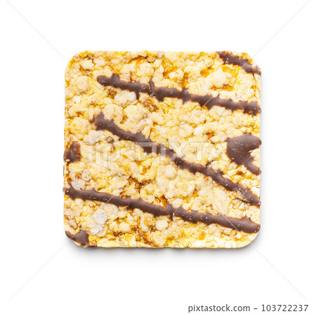 Puffed corn crackers chocolate covered isolated on white background. 103722237