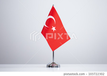 Small national flag of the Turkey on a white background. 103722302