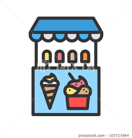 Ice Cream Stall icon vector image. Ice Cream Stall icon vector image. 103723964