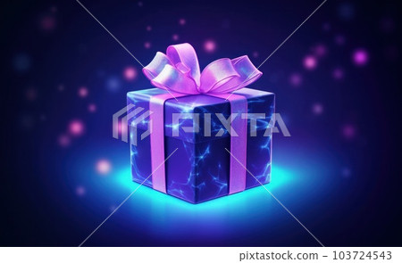 Purple magic gift box. Illustration AI Generative 103724543