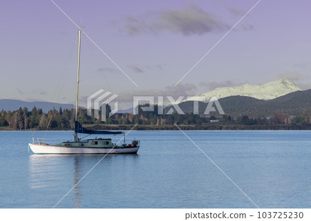 Photograph of a Sail Boat on Te Anau Lake on the South Island of New Zealand 103725230