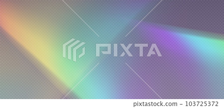 Rainbow refraction overlay, prism light effect, leak flare. 103725372