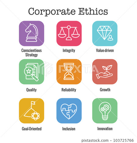 Business and Corporate Ethics Showing Company Values Icon Set 103725766
