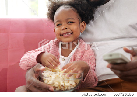 Kid and father smile to camera. Happy daughter play fun with father Kid and father smile to camera. Happy daughter play fun with father 103726199