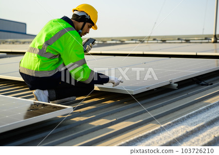 Professional engineer technician with safety helmet checking system 103726210