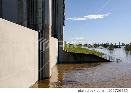 2019 East Japan Typhoon, Rising Arakawa River and Sasame Floodgate 2019 East Japan Typhoon, Rising Arakawa River and Sasame Floodgate 103726285