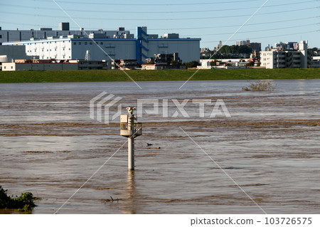 2019年東日本颱風/荒川因水位上漲瀕臨氾濫（埼玉縣戶田市附近） 103726575