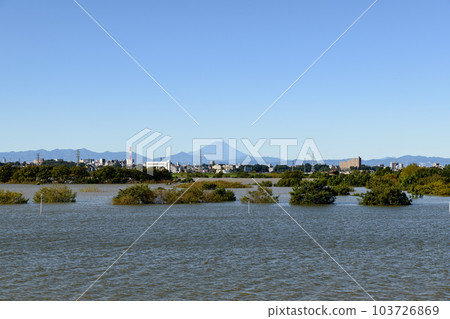 2019年東日本颱風和洪水淹沒的西湖道萬綠色公園 2019年東日本颱風和洪水淹沒的西湖道萬綠色公園 103726869