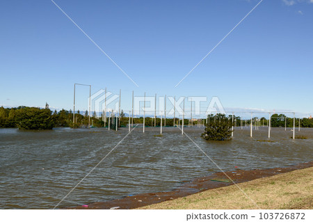 2019年東日本颱風和洪水淹沒的西湖道萬綠色公園 103726872