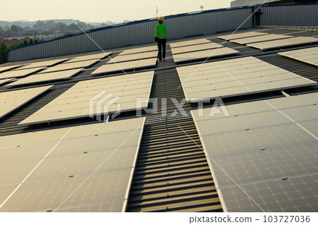 Professional engineer technician with safety helmet checking system 103727036