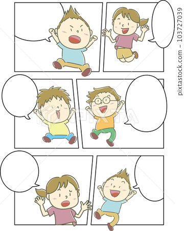 Cartoon frame of children talking 103727039