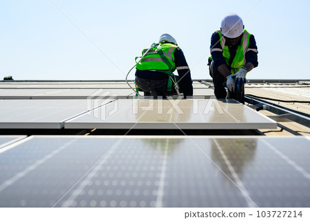 Professional engineer technician with safety helmet checking system Professional engineer technician with safety helmet checking system 103727214