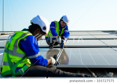 Professional engineer technician with safety helmet checking system Professional engineer technician with safety helmet checking system 103727575