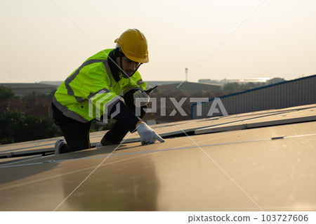 Professional engineer technician with safety helmet checking system Professional engineer technician with safety helmet checking system 103727606
