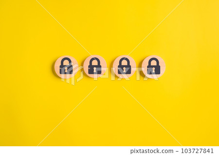 lock on wooden isolate background. privacy security lock. protect data. lock on wooden isolate background. privacy security lock. protect data. 103727841