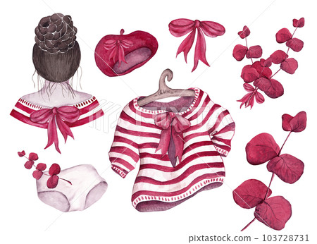 Fashion set of watercolor illustrations. - Stock Illustration  [103728731] - PIXTA