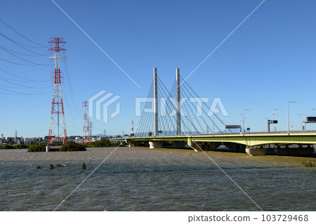 2019年東日本颱風荒川、崎玉大橋渾水漫溢 2019年東日本颱風荒川、崎玉大橋渾水漫溢 103729468