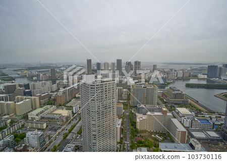 View from a skyscraper in front of Toyosu Station in Tokyo View from a skyscraper in front of Toyosu Station in Tokyo 103730116