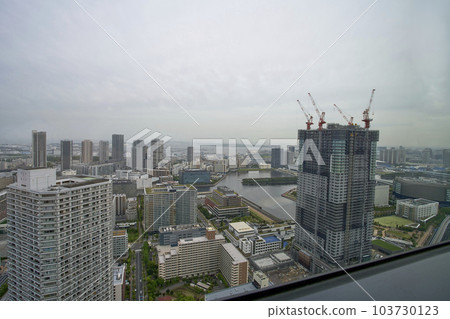 View from a skyscraper in front of Toyosu Station in Tokyo View from a skyscraper in front of Toyosu Station in Tokyo 103730123