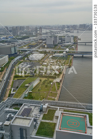 View from a skyscraper in front of Toyosu Station in Tokyo View from a skyscraper in front of Toyosu Station in Tokyo 103730138