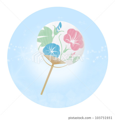 Uchiwa icon glitter light blue 103731931