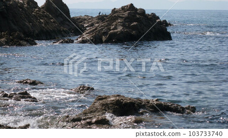 清澈的海水和岩石海岸 103733740