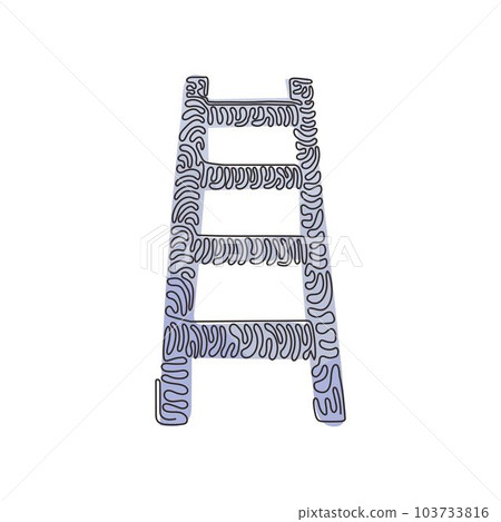 Single one line drawing fire ladder icon. Wooden ladder isolated. Stand ladder logo. Ladder equipment for firefighter. Swirl curl style. Modern continuous line draw design graphic vector illustration Single one line drawing fire ladder icon. Wooden ladder isolated. Stand ladder logo. Ladder equipment for firefighter. Swirl curl style. Modern continuous line draw design graphic vector illustration 103733816