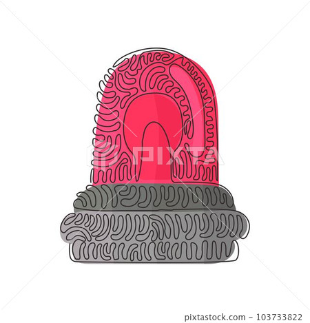 Continuous one line drawing emergency siren icon. Red flasher. Fire warning sign, police alarm, ambulance alarm, Medical alert. Swirl curl style. Single line draw design vector graphic illustration Continuous one line drawing emergency siren icon. Red flasher. Fire warning sign, police alarm, ambulance alarm, Medical alert. Swirl curl style. Single line draw design vector graphic illustration 103733822
