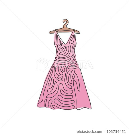 Single continuous line drawing elegant dresses... - Stock Illustration  [103734451] - PIXTA