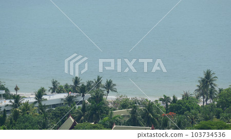 beautiful tropical beach wiht big tree and plam trees, turquoise ocean on summer day landscape background for relaxing vacation beautiful tropical beach wiht big tree and plam trees, turquoise ocean on summer day landscape background for relaxing vacation 103734536