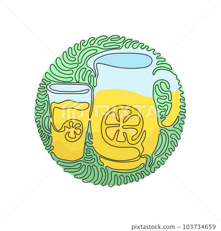 Lemonade glass and pitcher with lemons ice Vector Image