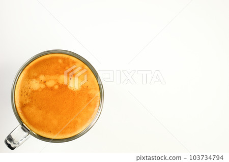 hot black coffee put on white table background hot black coffee put on white table background 103734794