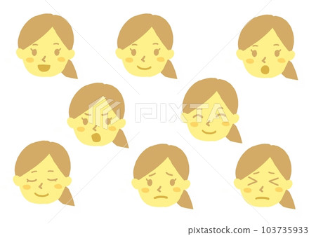 Female face expression illustration set 103735933