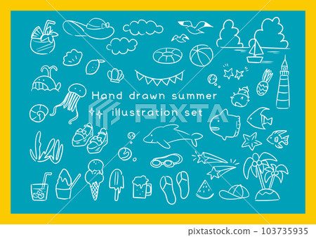 Cute handwritten summer material set 103735935