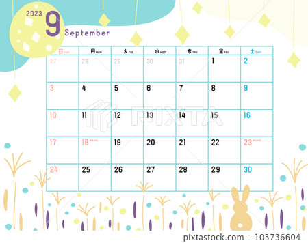 Calendar for September 2023 Tsukimi pattern 103736604