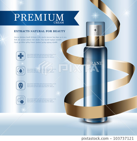 Hydrating facial cream for annual sale or festival sale. gold serum mask bottle isolated on glitter particles background. Graceful cosmetic ads, illustration. Hydrating facial cream for annual sale or festival sale. gold serum mask bottle isolated on glitter particles background. Graceful cosmetic ads, illustration. 103737121