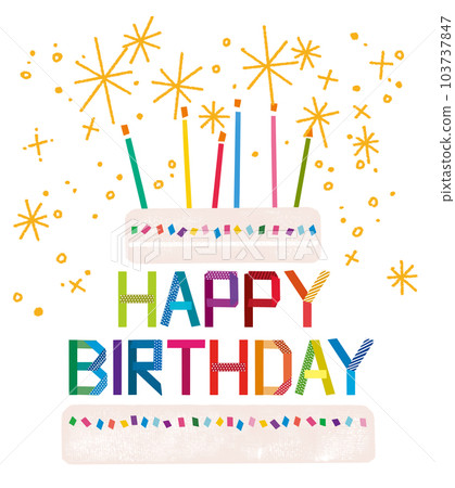 happy birthday / cake with candles and glitter 103737847